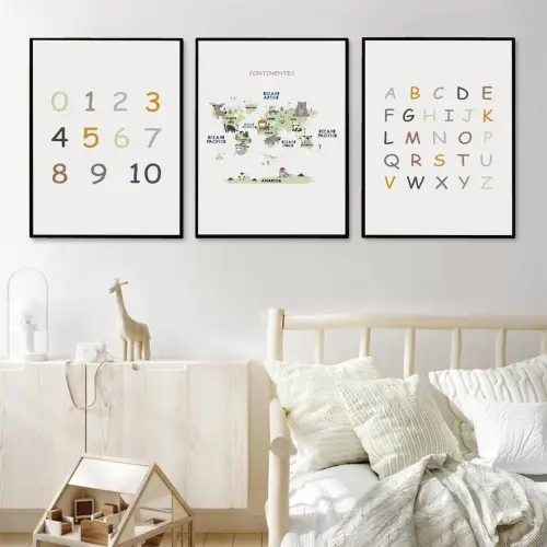 kit 3 quadro decorativo bebe infantil decor quarto infantil alfab