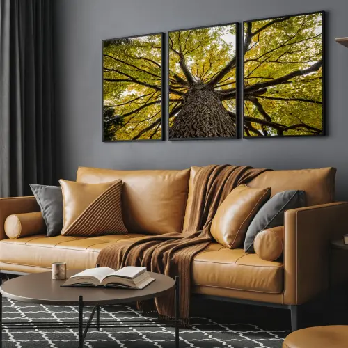 kit 3 quadro decorativo árvore verde galhos natureza campo síti