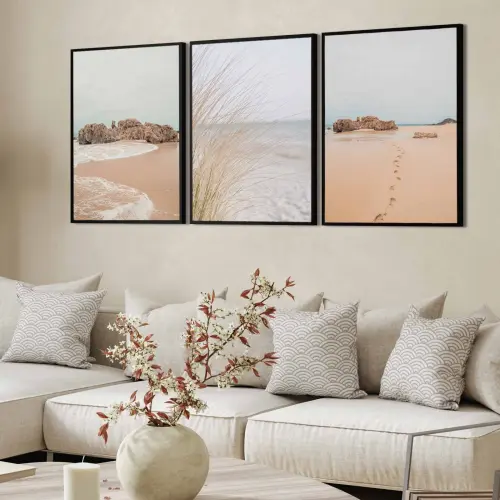 kit 3 quadro decorativo praia boho paisagem praiana decor pousada