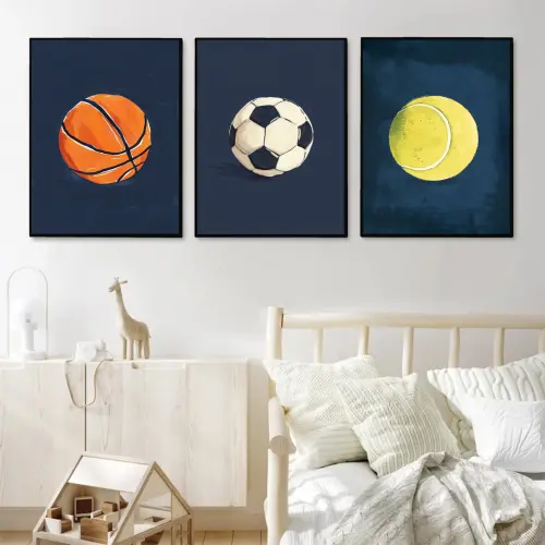 kit 3 quadro decorativo bebe infantil decor quarto infantil futebol menino com molduras