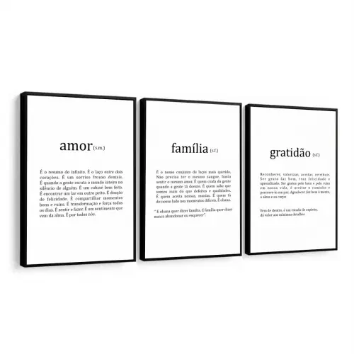 kit 3 quadro decorativo casal família romantico  decor sala quarto casa com molduras