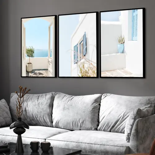kit 3 quadro decorativo praia boho paisagem praiana decor pousada