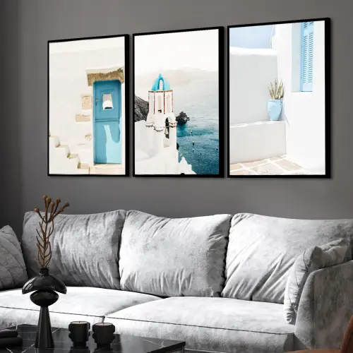 kit 3 quadro decorativo praia boho paisagem praiana decor pousada