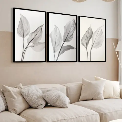 kit 3 quadro decorativo abstrato preto mármore trio luxo decor s