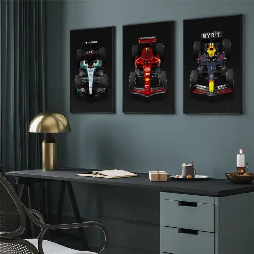 kit 3 quadro decorativo carro ferrari carro de corrida luxo moder