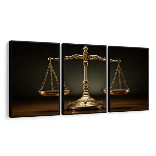 kit 3 quadro decorativo direito balança da justiça escritório 