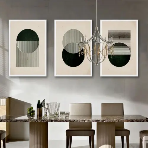 kit 3 quadro decorativo abstrato bege claro gold listras claro minimalista  sala decor hall da casa com molduras