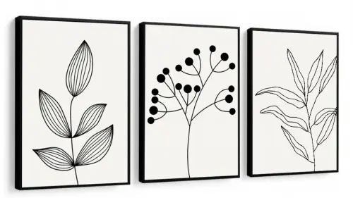 kit 3 quadro decorativo galhos preto e branco gold luxo sala quarto decor pousada casa com molduras