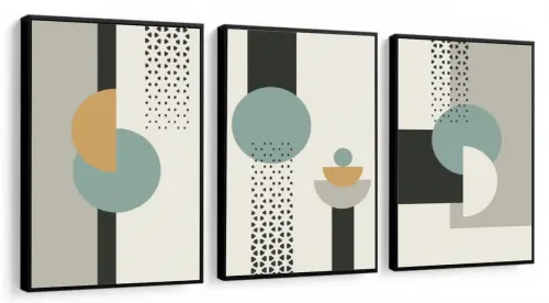 kit 3 quadro decorativo abstrato cinza gold ouro minimalista sala decor casa luxo com molduras