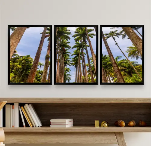 Quadro Decorativo coqueiros praça cidade Quarto Sala Moldura