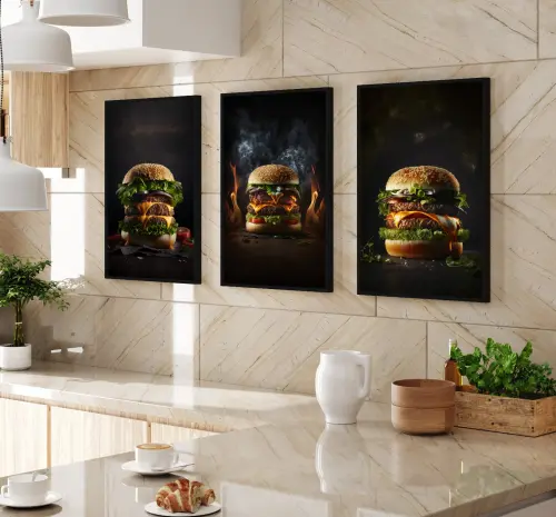 Quadro Decorativo Hamburgueria comida Bar Bebidas Moldura