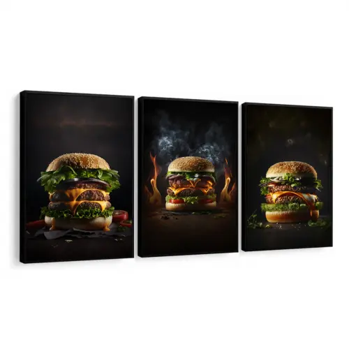 Quadro Decorativo Hamburgueria comida Bar Bebidas Moldura