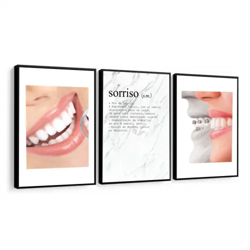 kit 3 quadro decorativo odontologia dentista dente consultório o