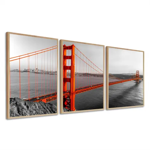 kit 3 quadro decorativo Ponte do Brooklyn nova york ruas luxo com