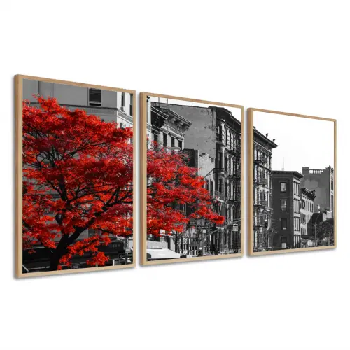 Quadro Decorativo árvore ipe Cidade Quarto Sala Moldura