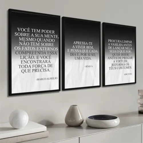 kit 3 quadro decorativo motivacional empresa disciplina decor sala escritório com molduras