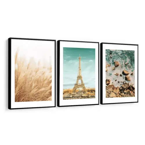 Quadro Decorativo  paris torre eiffel praia capim dos pampas Sala