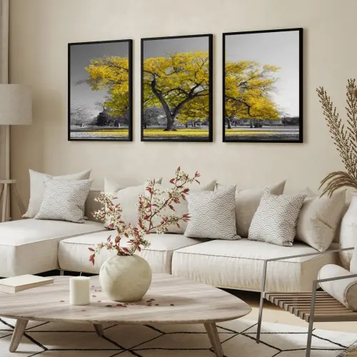 Quadro Decorativo árvore ipe amarelo campo Quarto Sala sítio Mo