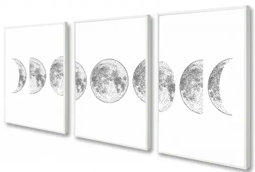 kit 3 quadro decorativo home fases da lua decor  casa hotel sala 