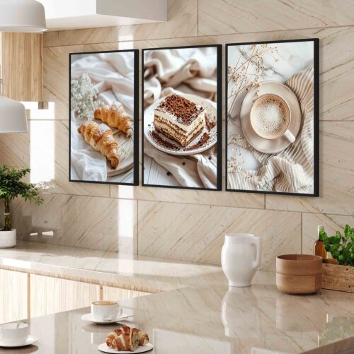 kit 3 quadro decorativo pães decoração para padaria pão bolo 