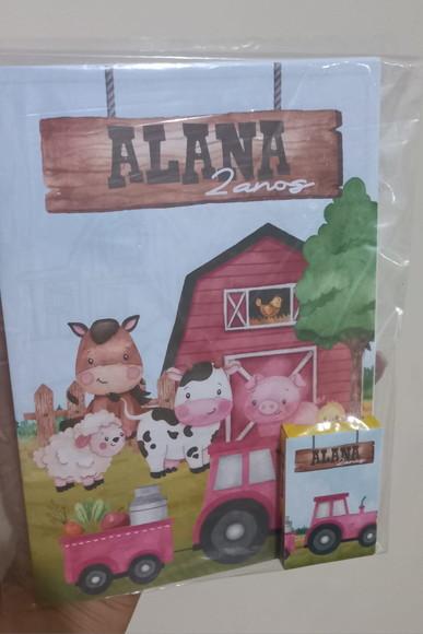 Livrinho Colorir Fazendinha + Giz de Cera Personalizados