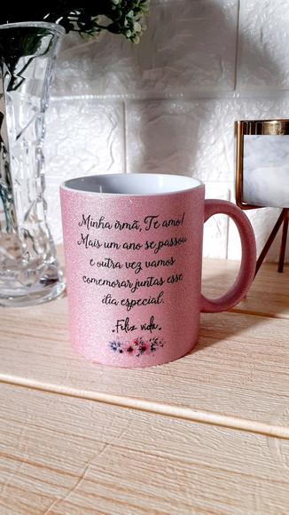 Caneca Glitter Luxo com Sua Arte Personalizado