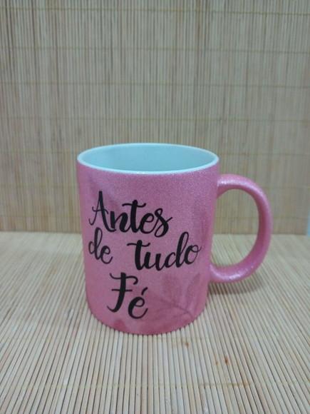 Caneca Luxo Glitter Rosa com Sua Logo Arte Personalizada