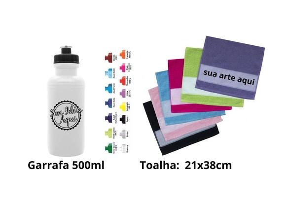 Garrafa + Toalhinha Personalizada Estampe Sua Marca