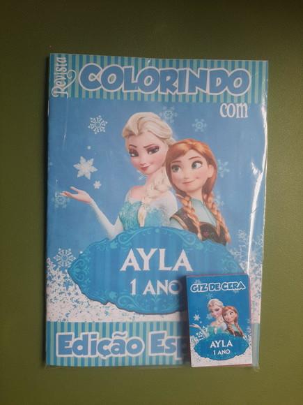 Livrinho de Colorir Frozen + Giz de Cera
