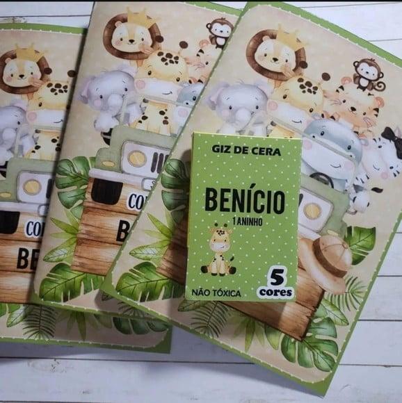 Revistinha de Colorir Safari com Giz de Cera