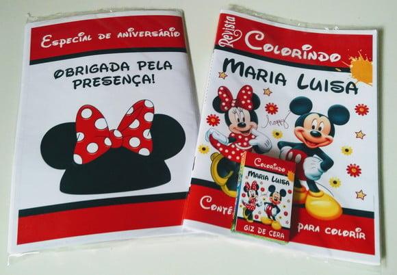 Revistinha de Colorir Mickey e Minnie + Giz de Cera