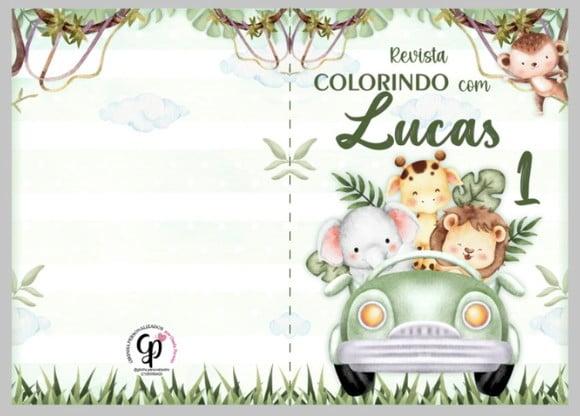 Kit de Colorir Safari Baby com Lapela + Mini Giz de Cera