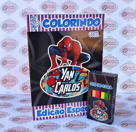 Livrinho Homem Aranha + Giz de Cera Kit de Colorir