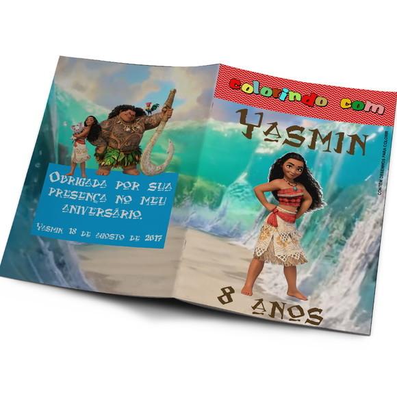 Livrinho de Colorir Moana + Giz de Cera Kit de Colorir
