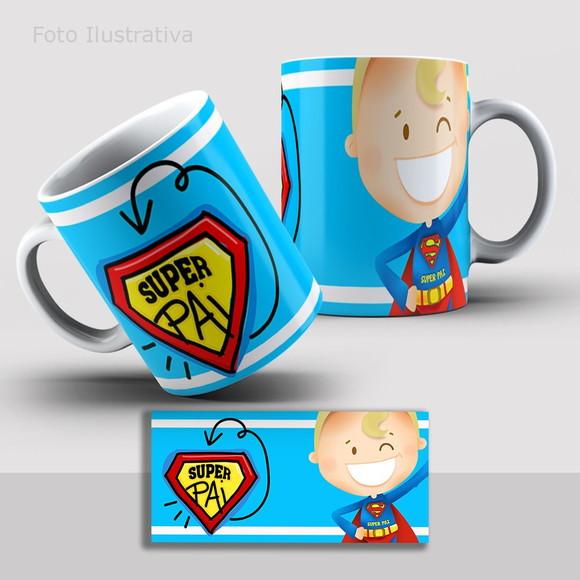 Caneca Dia dos Pais Super Pai Porcelana Outros Temas