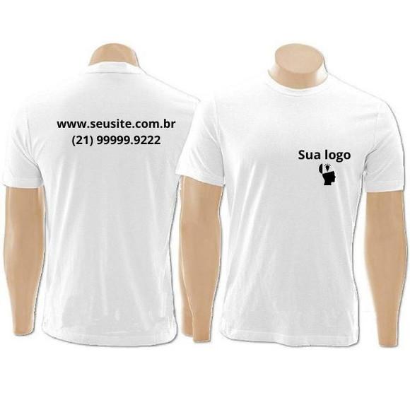 Camiseta Personalizada com Logo Marca Frente e Costas