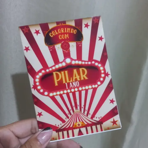 Kit de Colorir Circo ou Palhaço + Giz de Cera Personalizado