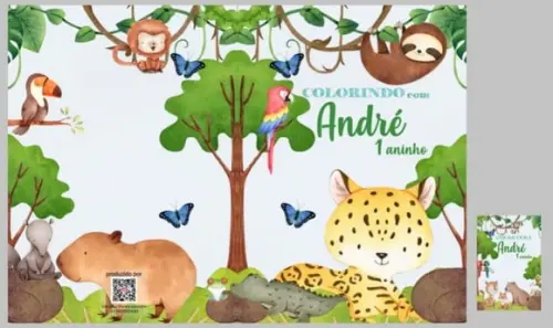 Livrinho de Colorir Fauna Brasileira + Giz de Cera