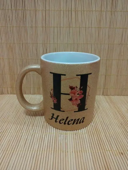 Caneca Glitter Importada com Seu Nome Presente Luxo