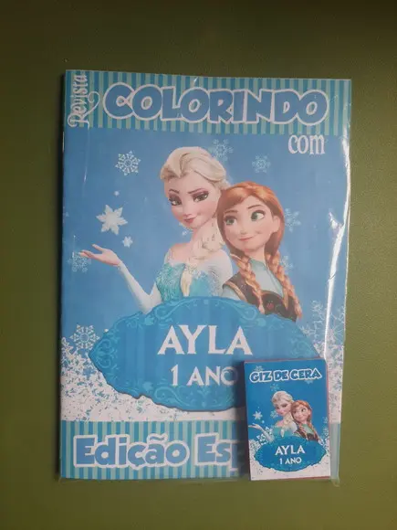 Livrinho de Colorir Frozen + Giz de Cera