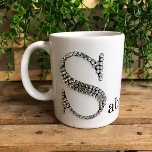 Caneca Luxo Decorada de Porcelana com Sua Letra