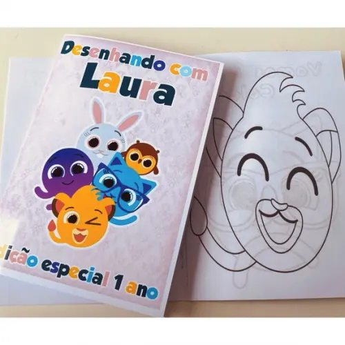 Livrinho de Colorir Personalizado Bolo Fofo sem Giz de Cera