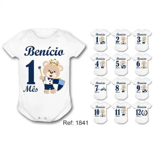 Kit Body Mesversario 12 Unidades Bebê Ursinho