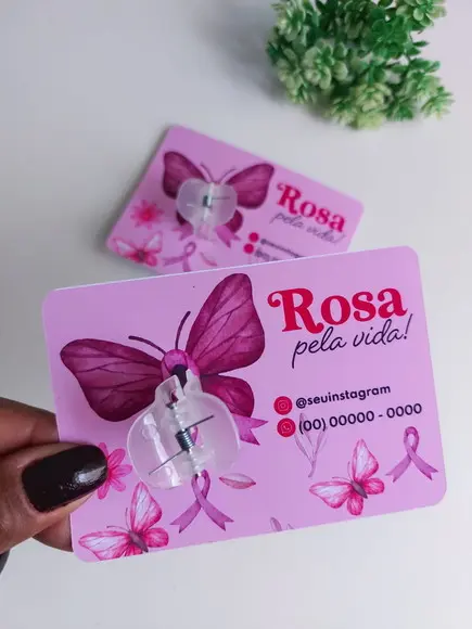 Prendedor Cabelo Outubro Rosa + Card Personalizado