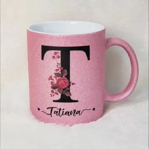 Caneca Importada Personalizada Glitter com Tema