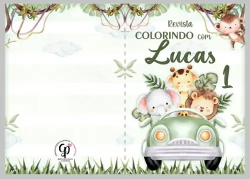 Kit de Colorir Safari Baby com Lapela + Mini Giz de Cera