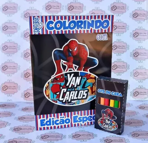 Livrinho Homem Aranha + Giz de Cera Kit de Colorir