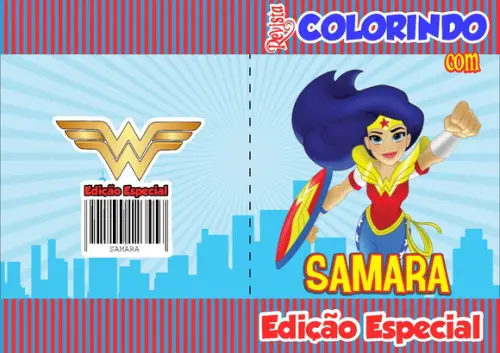 Revistinha para Colorir Mulher Maravilha Super Hérois + mini giz