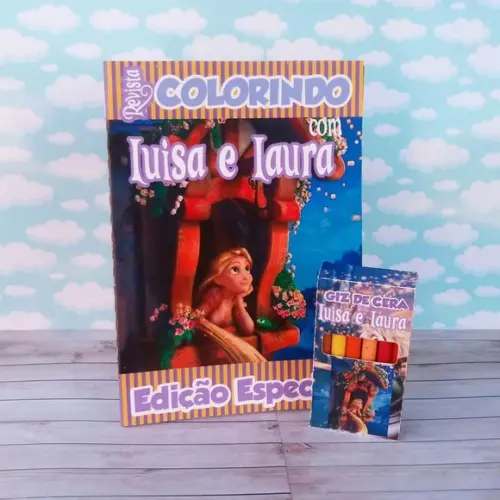 Livrinho de Colorir Rapunzel + Mini Giz Kit de Colorir