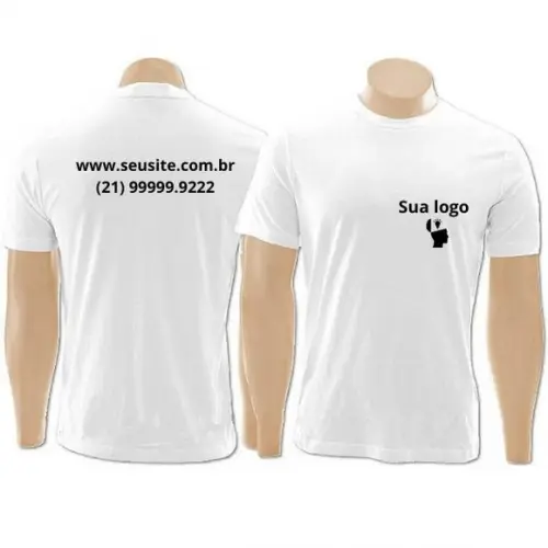 Camiseta Personalizada com Logo Marca Frente e Costas